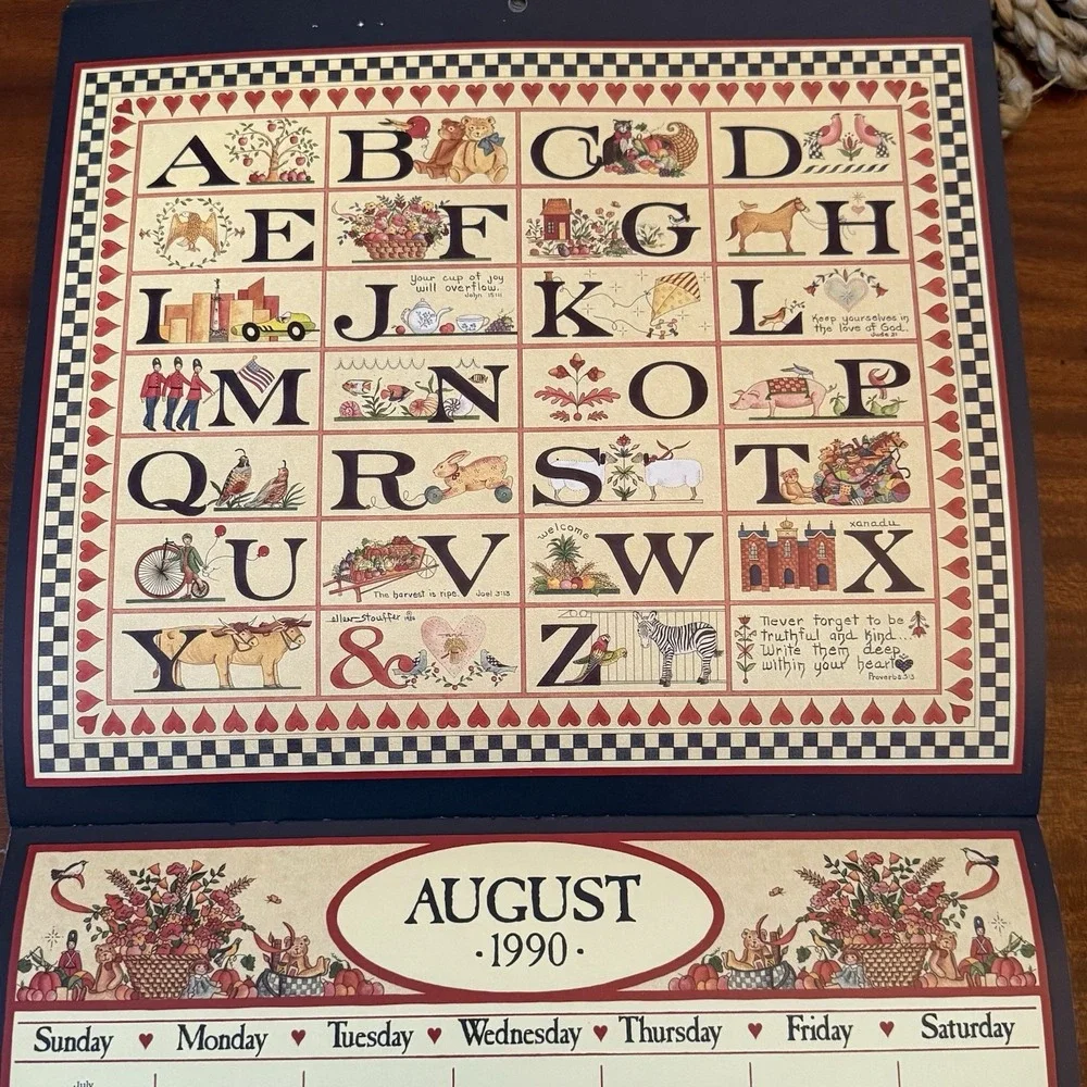 1990 Country Sampler Calendar – 12x12‎ – Folk Art Cottagecore Grannycore